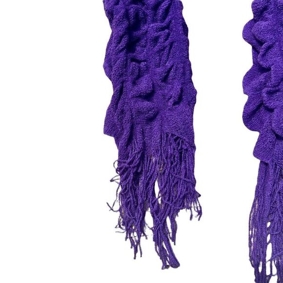 Purple Knitted Frilled Scarf  - Picture 2 of 3